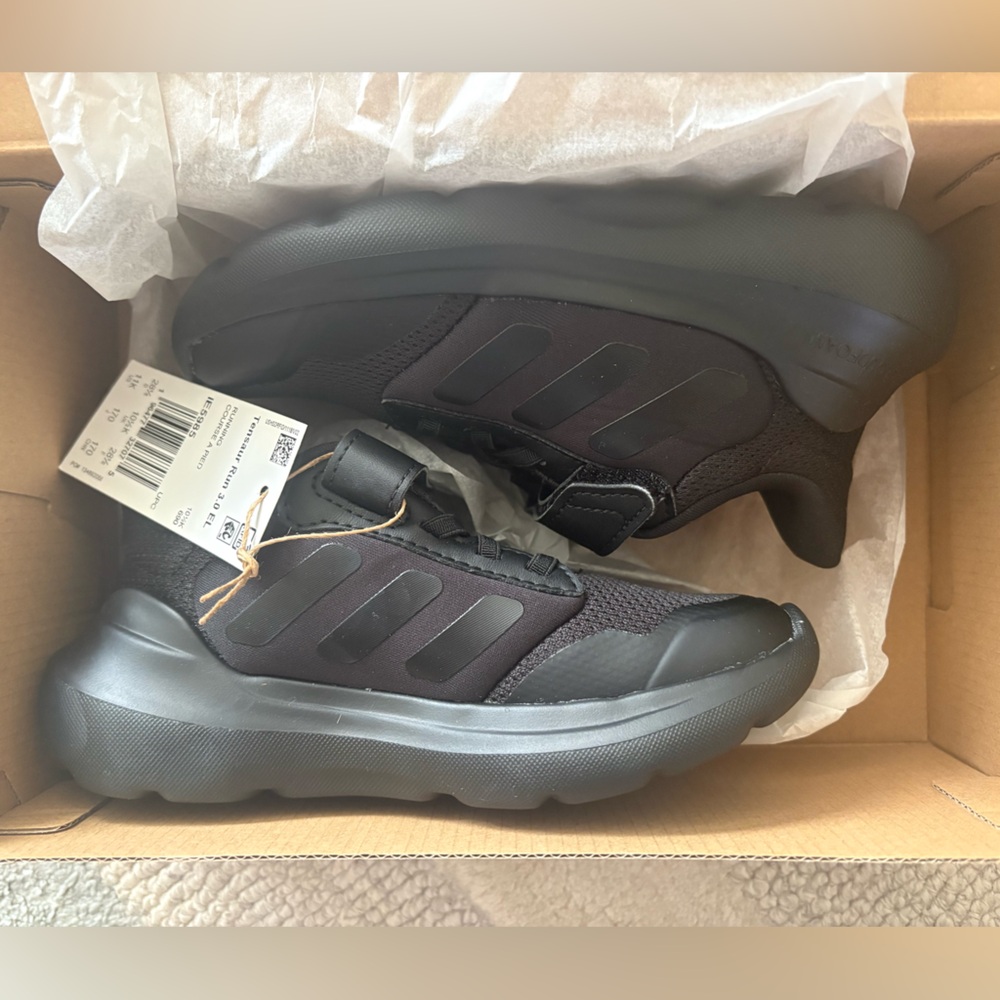 Adidas Tensaur Run 3.0 EL C Kids Black Sneakers size 11 Y NWT New